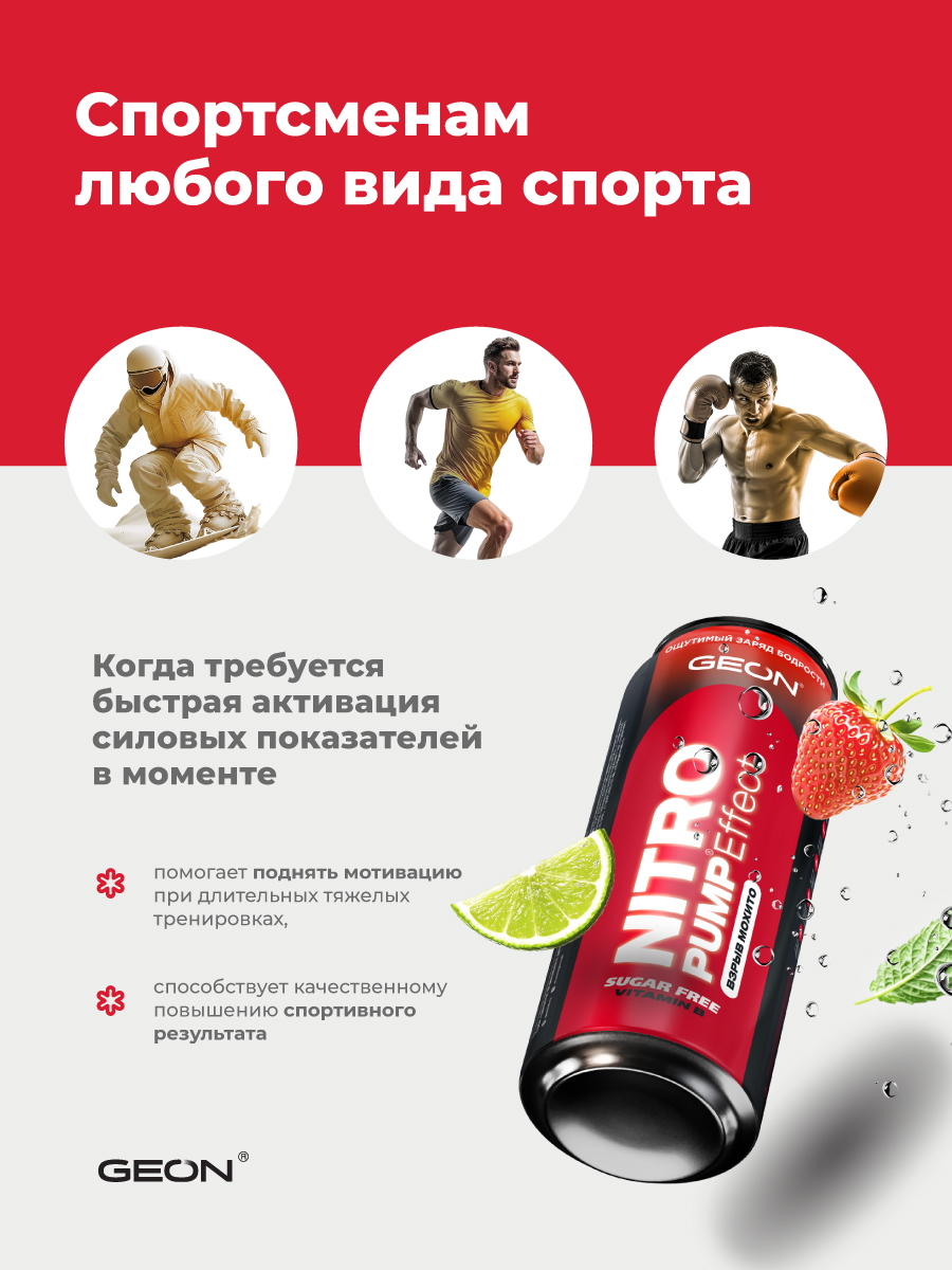 Энергетический напиток GEON™ NITRO PUMP Effect, Взрыв мохито, 450 мл