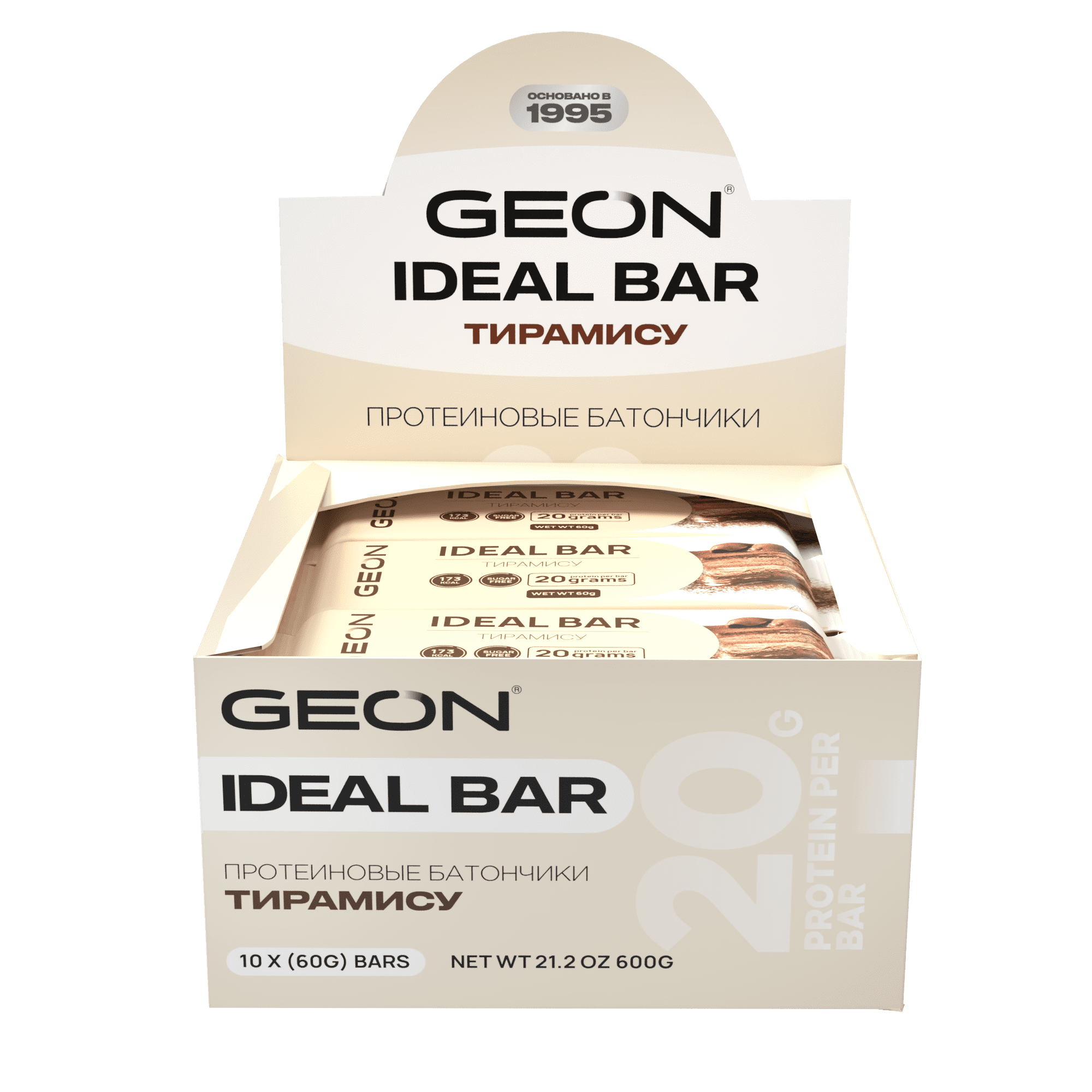 Протеиновые батончики GEON IDEALBAR  Тирамису, 33% белка (60г х 10шт.)