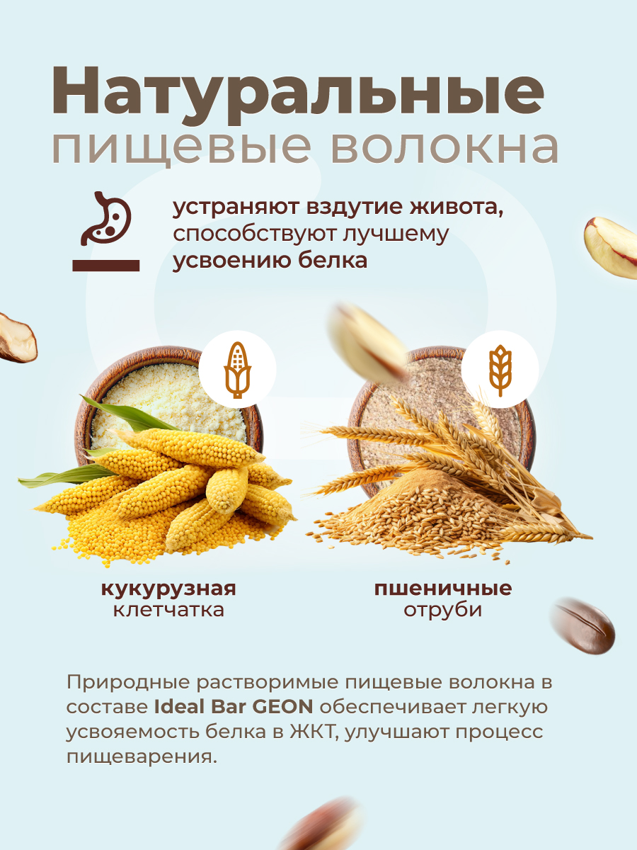 Протеиновые батончики GEON IDEALBAR  Капучино с орехом, 33% белка (60г х 10шт.)